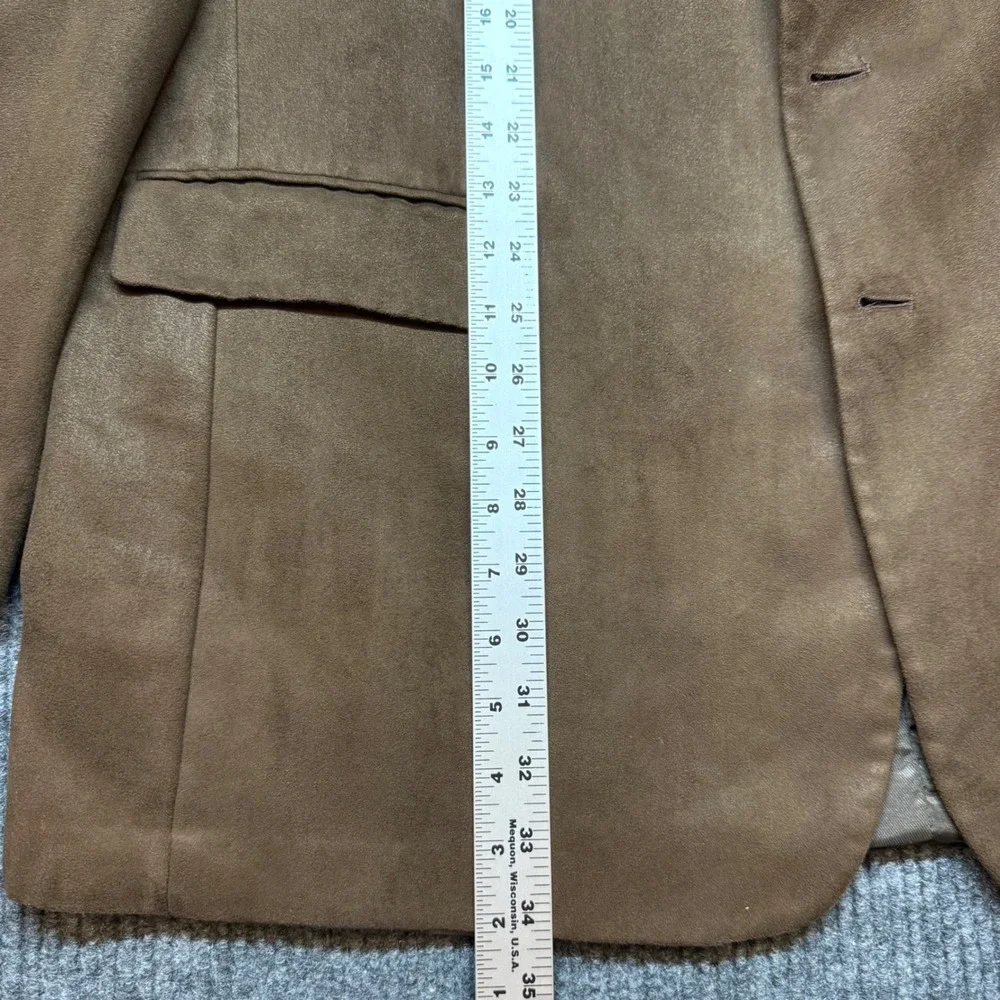 Andrew Fezza‎ Faux Suede Sport Coat Blazer Mens 48L Brown Three Button Jacket